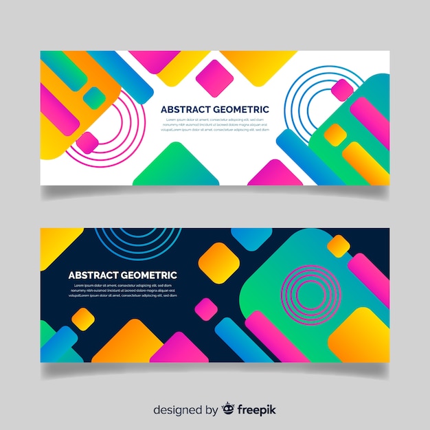 Abstract Geometric Banners Free Vector