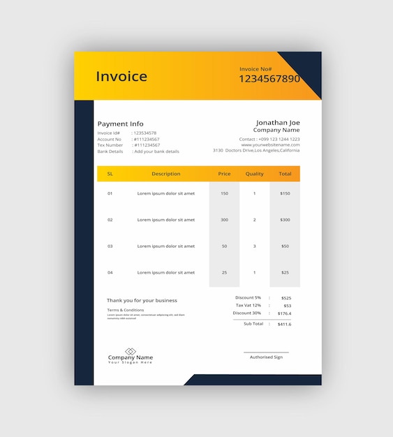 Premium Vector Abstract Geometric Business Invoice Template Design