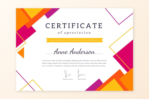 Free Vector Abstract Geometric Certificate Template Theme