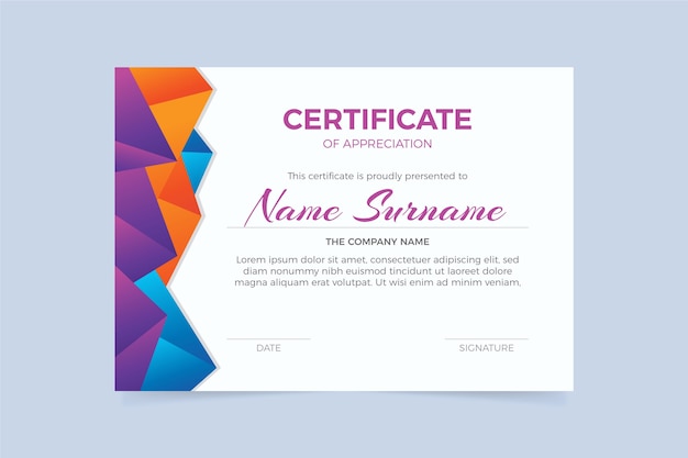 Free Vector | Abstract geometric certificate template