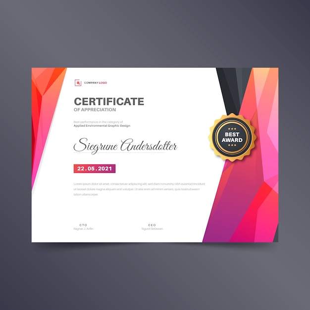 Premium Vector | Abstract geometric certificate template