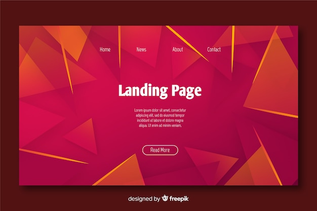 Abstract geometric landing page template Free Vector