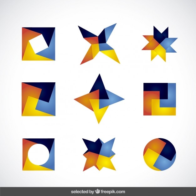 Free Vector | Abstract Geometric Logos In Monoline Style