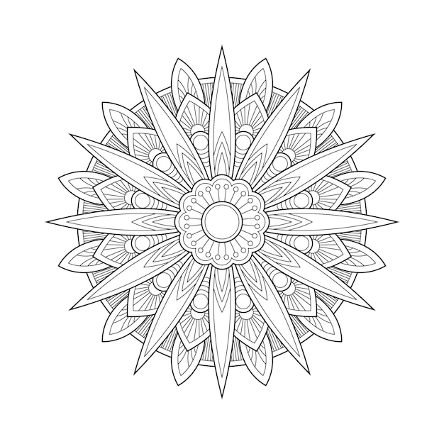 抽象的な幾何学的なマンダラアラベスクぬりえページ帳イラスト Tシャツ 花の壁紙の背景 プレミアムベクター