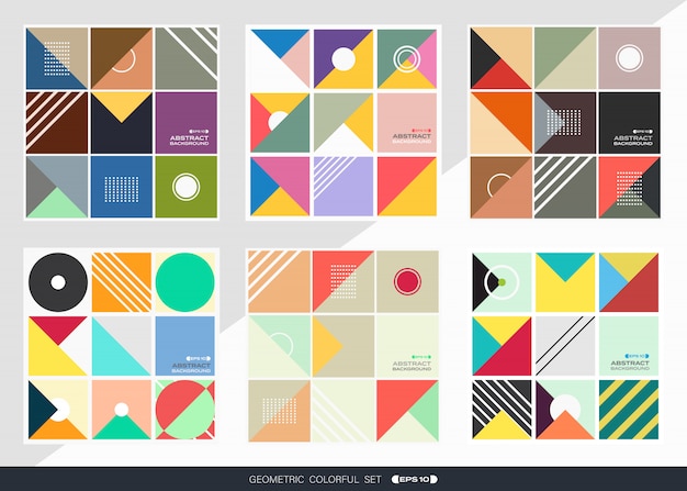 Premium Vector | Abstract of geometric pattern background set in square ...