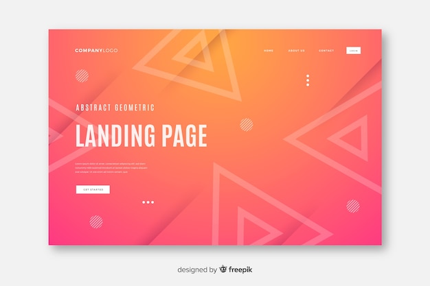 Abstract geometric shapes landing page template Free Vector