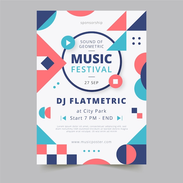 Free Vector Abstract geometric shapes music festival vertical poster