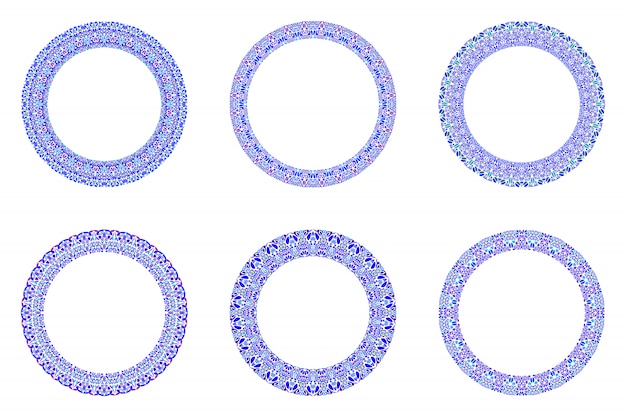 Premium Vector | Abstract geometrical floral round frame set