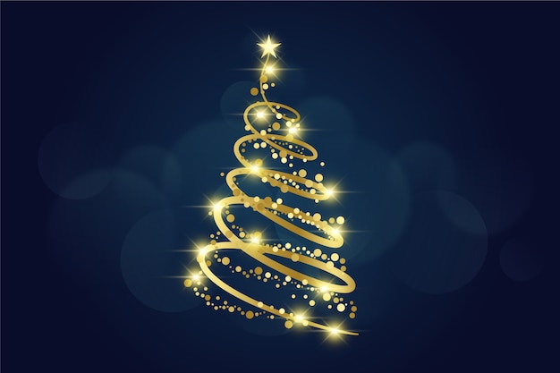 Abstract golden christmas tree Free Vector