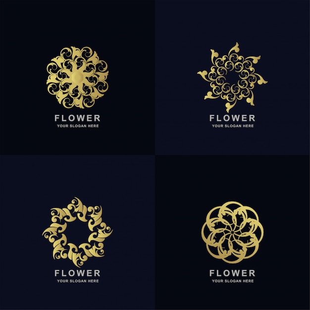 Download Free Abstract Golden Flower Or Ornament Logo Set Collection Minimalist Use our free logo maker to create a logo and build your brand. Put your logo on business cards, promotional products, or your website for brand visibility.