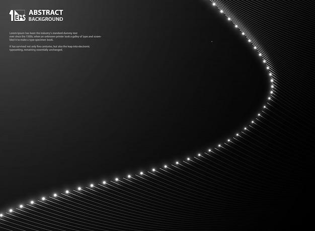 プレミアムベクター メッシュライン輝くきらめきと抽象的なグラデーションブラック