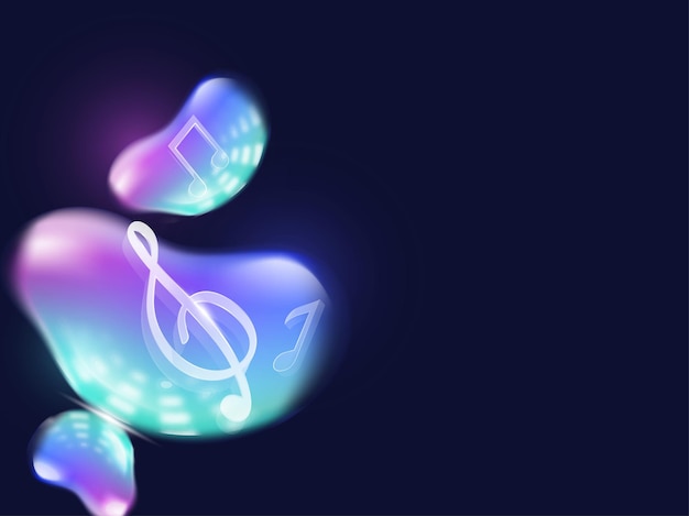 Premium Vector | Abstract gradient fluid with 3d music notes on background.