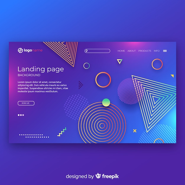 Abstract gradient landing page template Free Vector