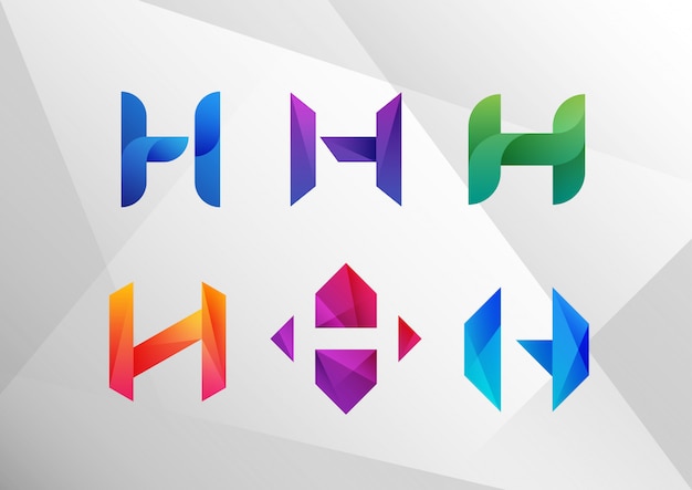 Abstract gradient letter h set Premium Vector