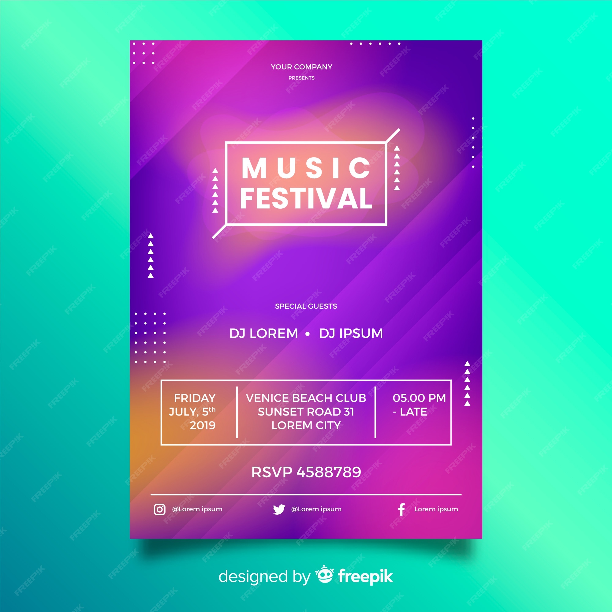 Free Vector | Abstract gradient music poster template