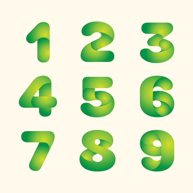 Premium Vector | Abstract green leaves eco font set of numbers