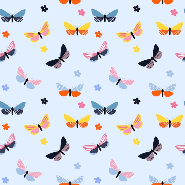 Premium Vector | Abstract hand drawn butterfly seamless pattern ...