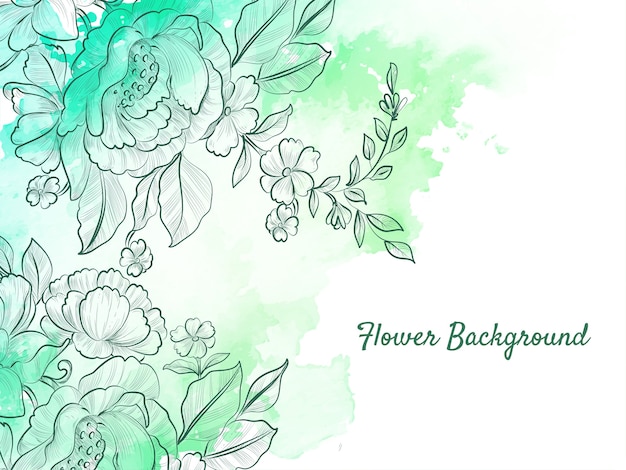 抽象的な手描きの花柔らかい緑のパステル背景 無料のベクター