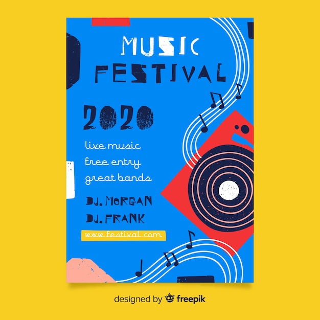 Free Vector | Abstract hand drawn music festival poster