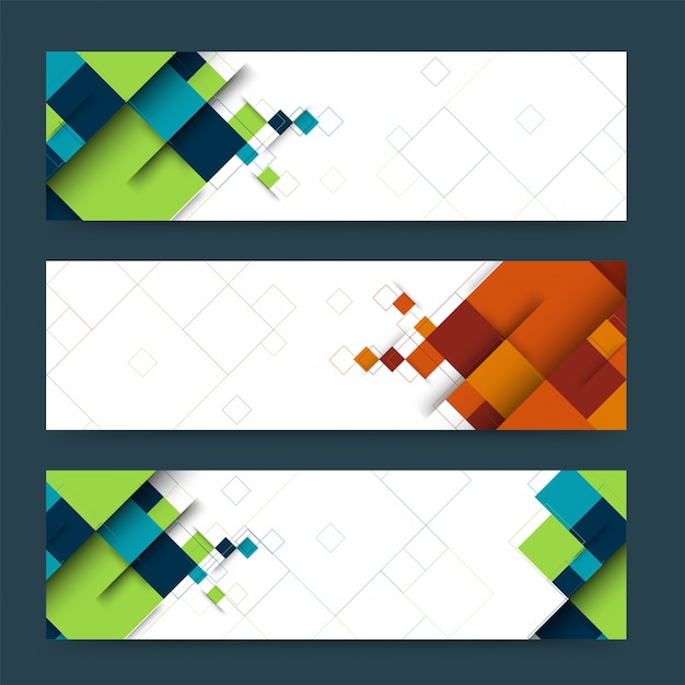Download Abstract header or banner set with geometric shapes. | Free Vector
