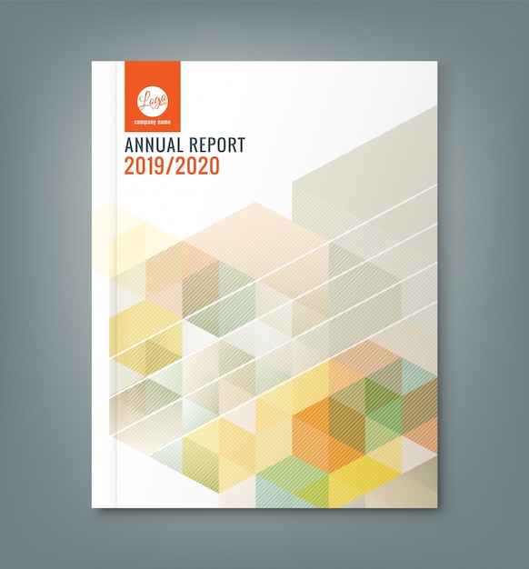 Abstract hexagon cube annual report template Free Vector