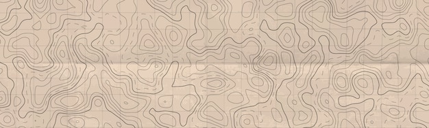 Abstract horizontal long banner with topographic line map. Premium Vector