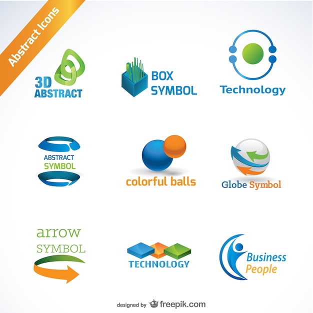 Download Free Free Vector Abstract Icons For Logos In Orange Blue And Green Use our free logo maker to create a logo and build your brand. Put your logo on business cards, promotional products, or your website for brand visibility.