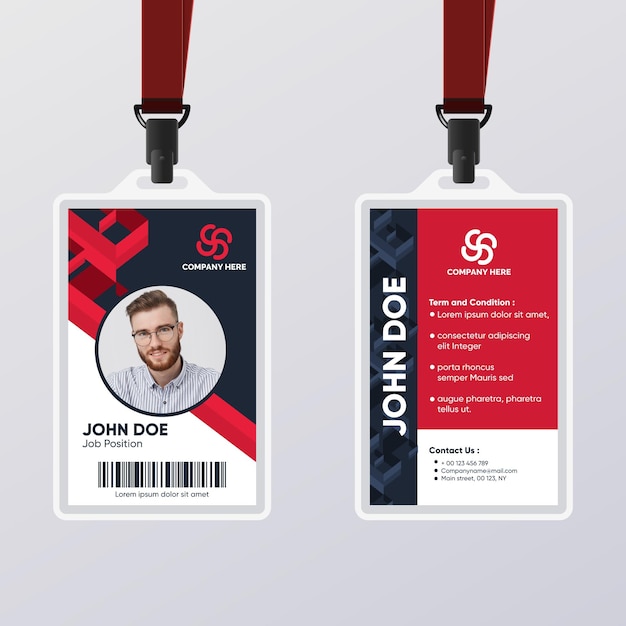 Free Vector | Abstract id card red and black template