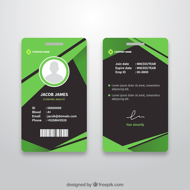 Premium Vector Abstract Id Card Template With Flat Design