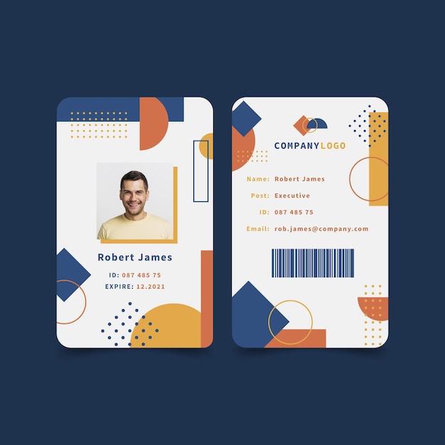 Abstract id cards collection template with picture Free Vector