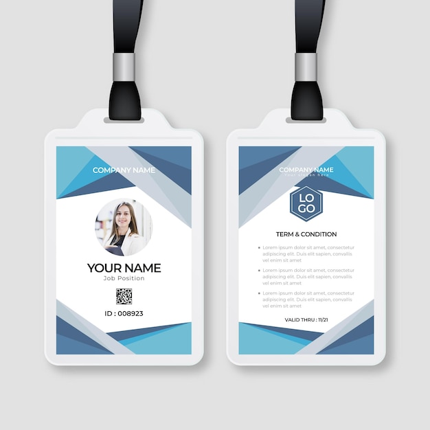 Abstract id cards template with image Free Vector