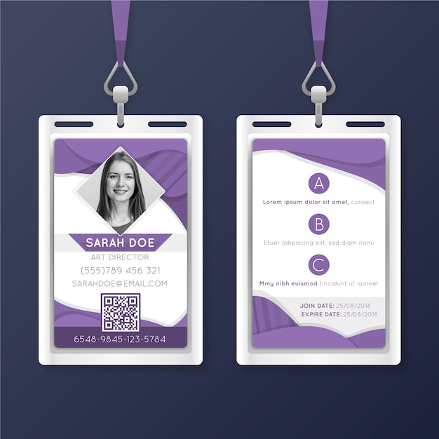 Abstract id cards template with photo Free Vector