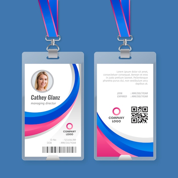 Abstract id cards template with photo Free Vector