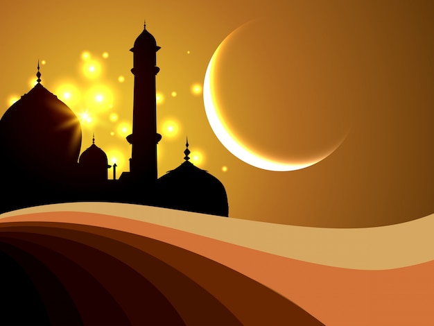 Abstract islamic  background with silhouette Free Vector