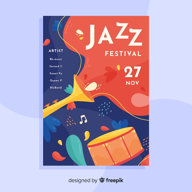 Abstract Jazz Music Poster Template Free Vector