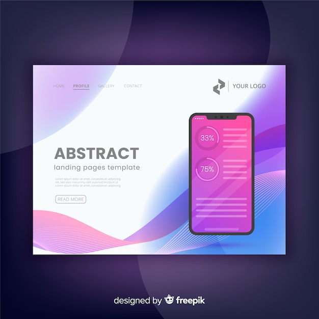 Abstract landing pages with technology devices Free Vector