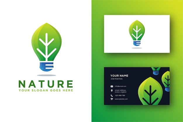 Download Free Abstract Leaf And Lightbulb Logo And Business Card Template Use our free logo maker to create a logo and build your brand. Put your logo on business cards, promotional products, or your website for brand visibility.