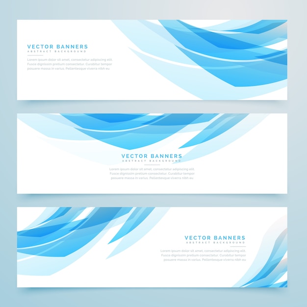 Abstract light blue banners set Vector | Free Download