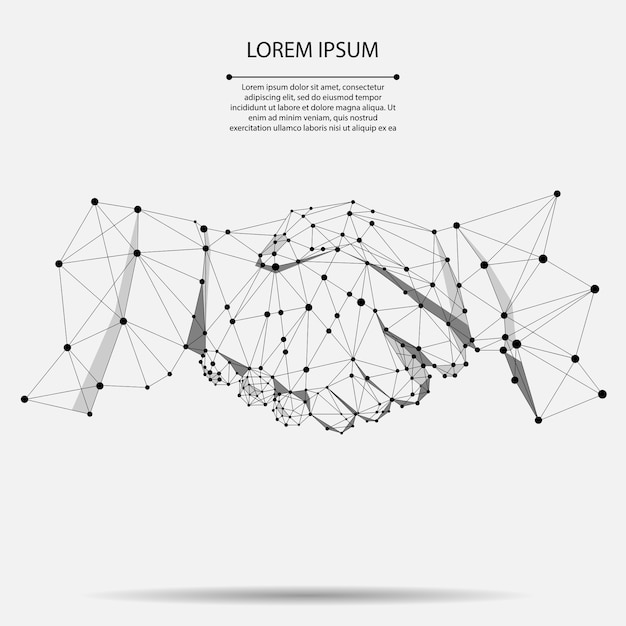 Abstract line point agreement handshake Premium Vector