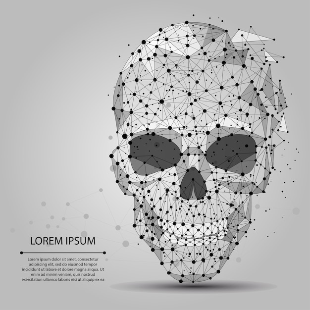 Abstract line and point grey skull Premium Vector