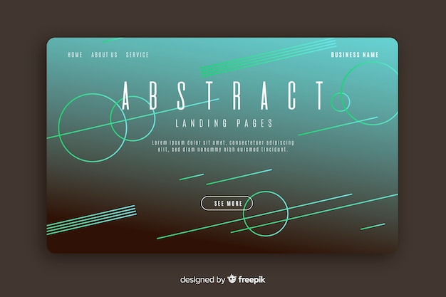 Abstract lineal shapes landing page template Free Vector
