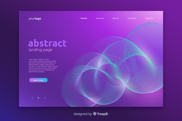 Abstract lineal shapes landing page template Free Vector