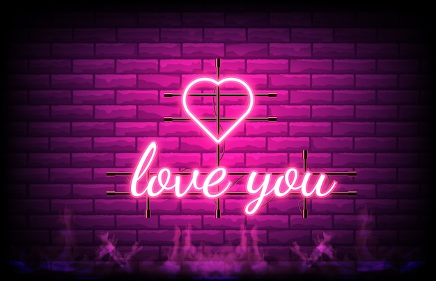 Premium Vector | Abstract love neon sign on brick wall