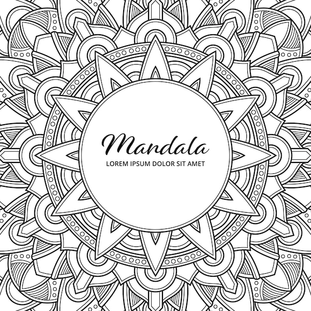 Download Premium Vector Abstract Mandala Arabesque Adult Coloring Page Book Album Cover Illustration T Shirt Floral Wallpaper Background