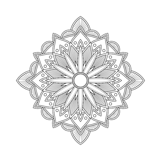 抽象的なマンダラアラベスクぬりえページ帳イラスト Tシャツ 花の壁紙の背景 プレミアムベクター