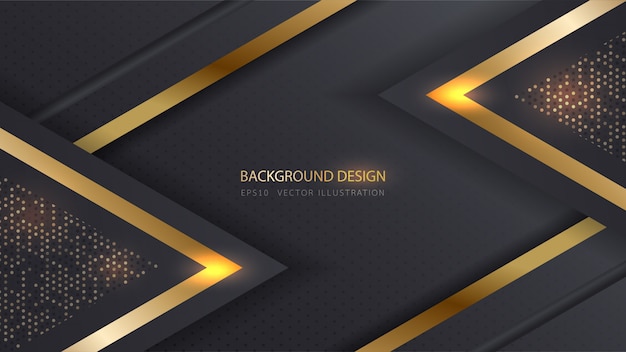 Premium Vector Abstract Metallic Lighting Gold Black Background