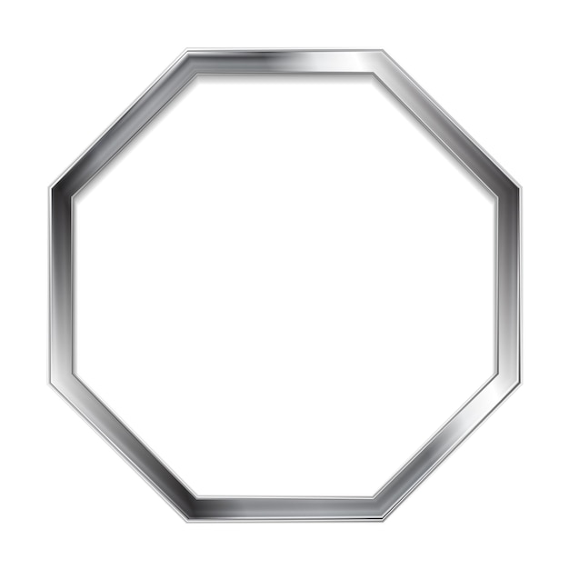 Premium Vector Abstract Metallic Silver Blank Hexagon Frame Vector