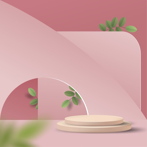 Download Premium Vector | Abstract minimal scene on pastel background with cylinder podium and leaves ...