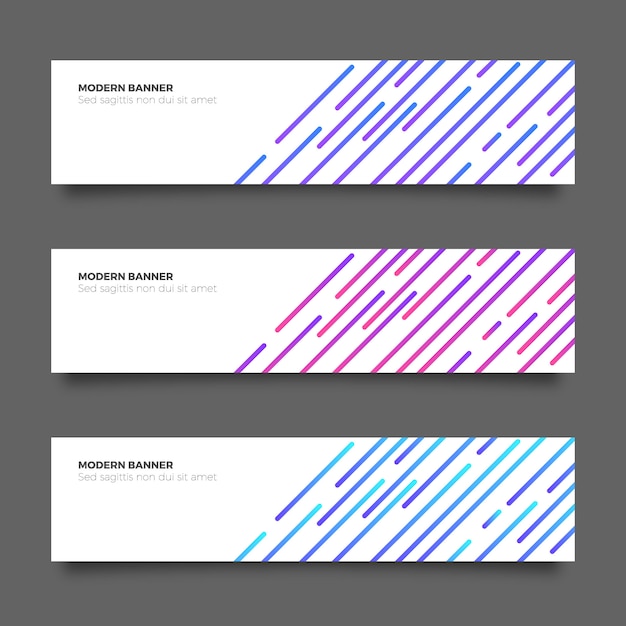 Abstract modern banner collection with lines Free Vector