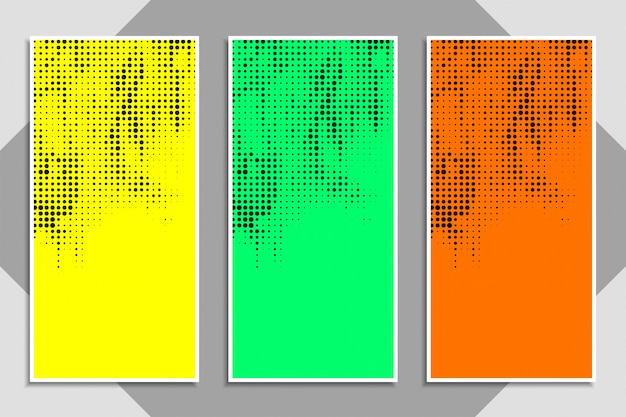 Abstract modern colorful halftone banners set Free Vector